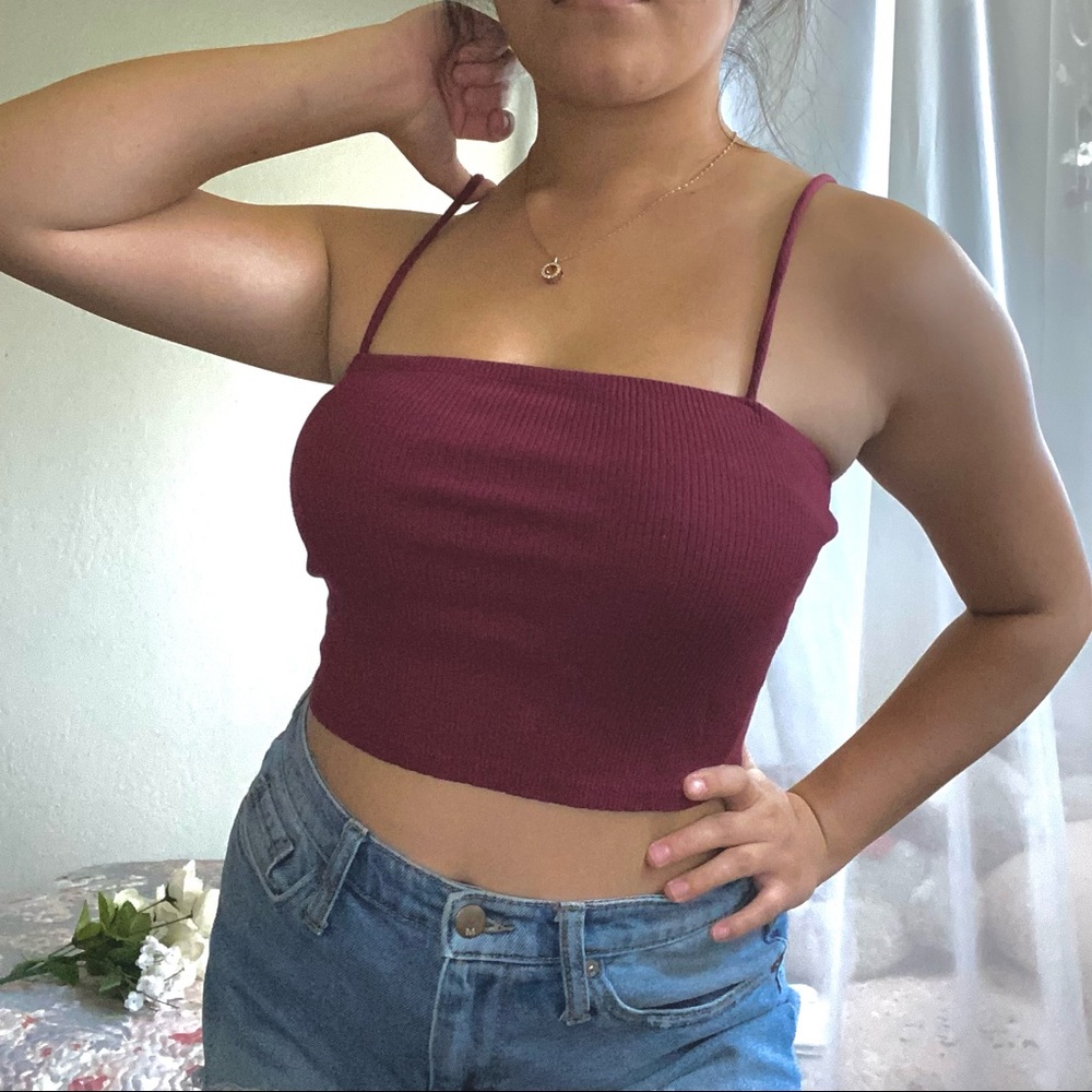 Burgundy Strapped Tube Top